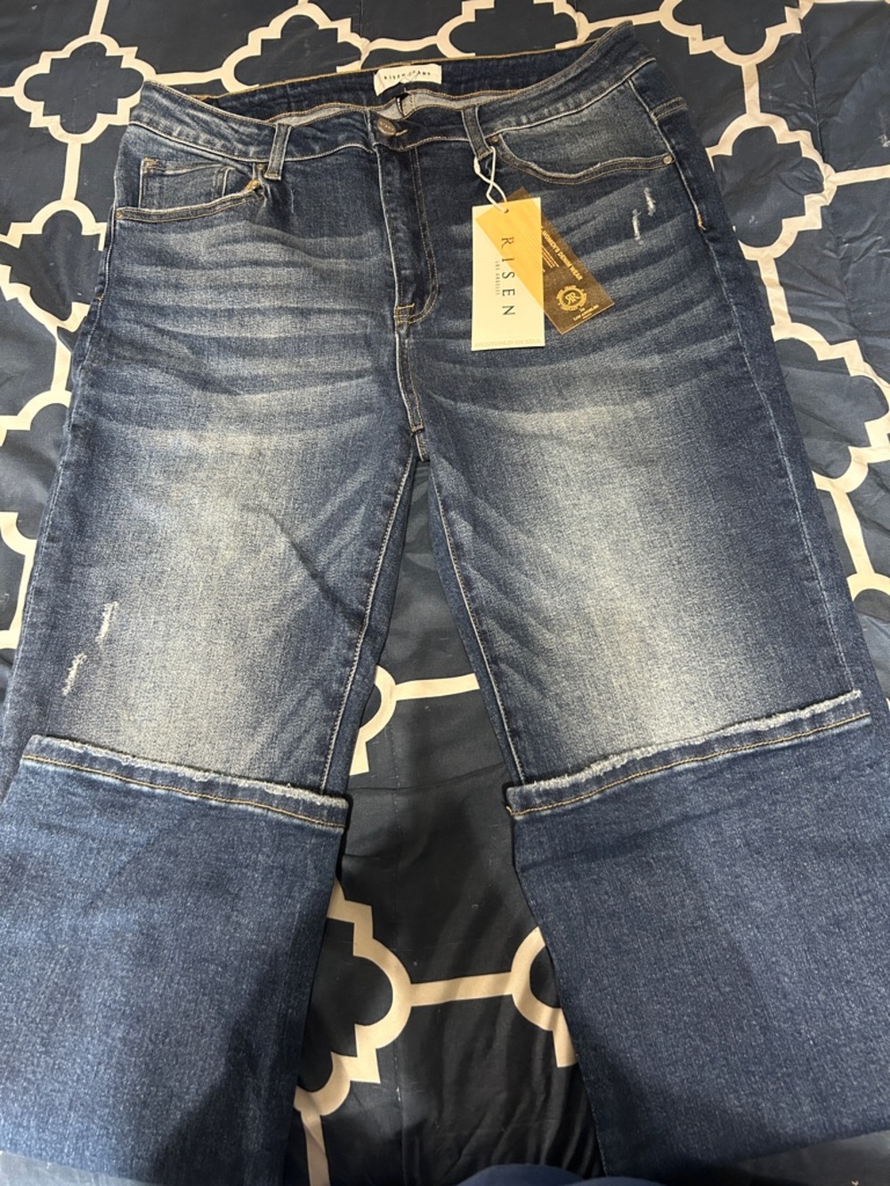 Risen Mid-Wash Cuffed Jeans - Blue 1xl NWT